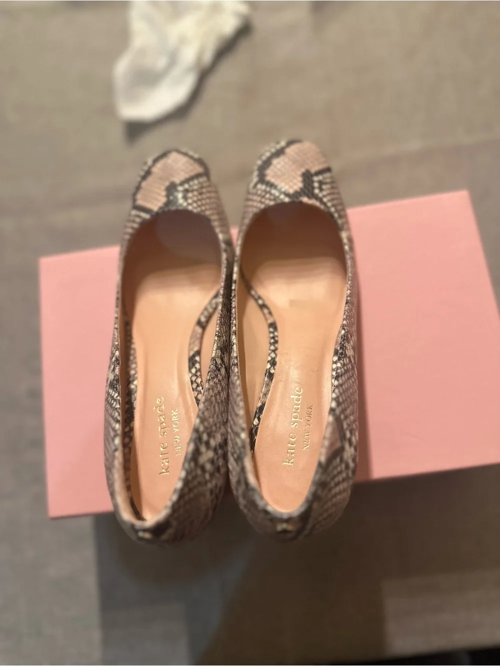 Snake-Skin Block Heel Pumps in Black and Gray